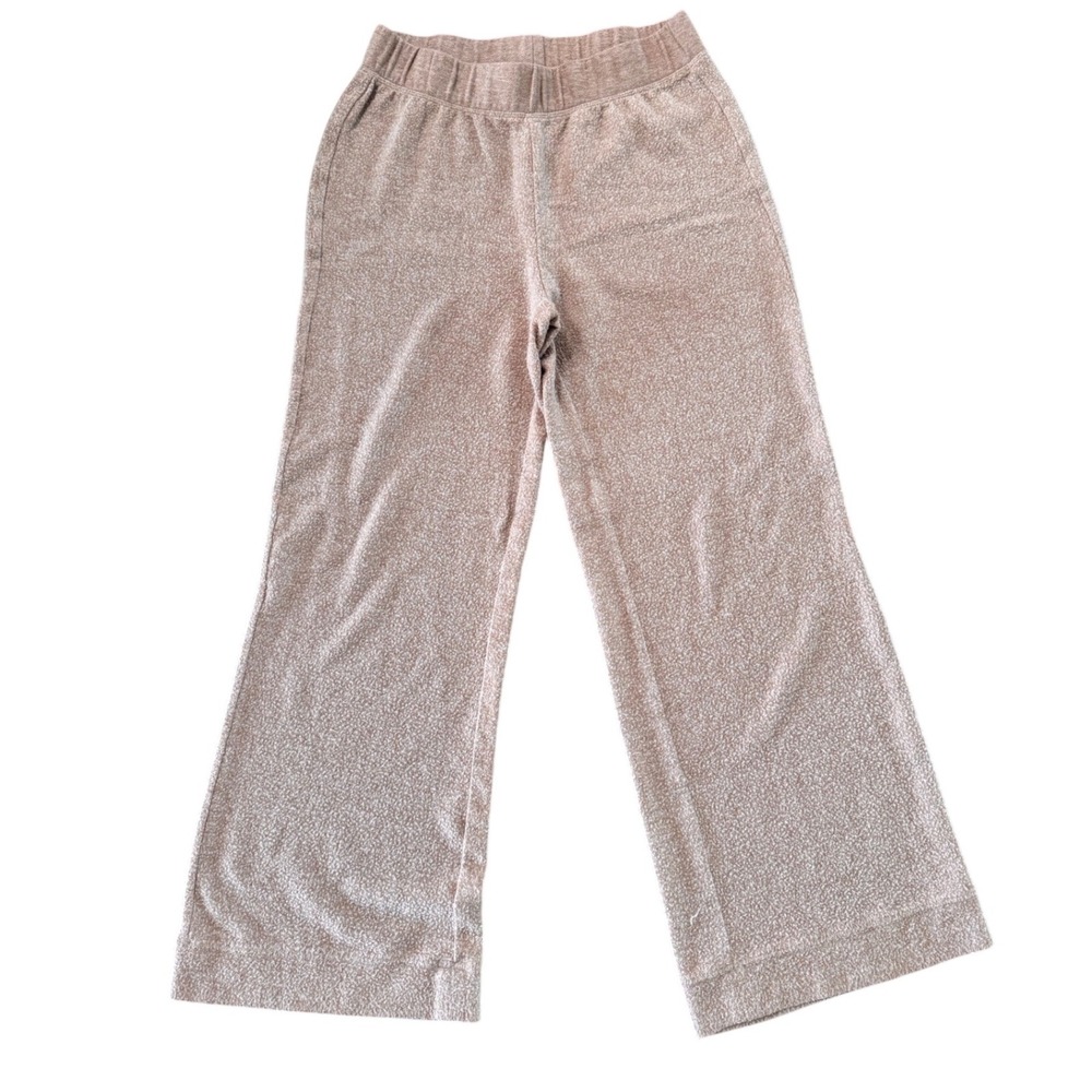 Z Supply Womens Wide Leg Knit Lounge Pants Tan Heathered Elastic Waist Size M